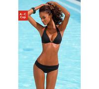 Triangel-Bikini LASCANA, Damen, Gr. 34, Cup A, schwarz, Polyamid, unifarben, Bikini-Sets Triangel-Bikini, im Nacken zu binden, wattierte Cups, mit eingearbeiteten Kissen (727056-34) schwarz