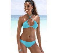 Triangel-Bikini LASCANA, Damen, Gr. 42, Cup C/D, blau (türkis), Microfaser, Recycling-Polyamid, unifarben, Bikini-Sets Triangel-Bikini, Multiway, in 5 Tragevarianten (87120721-42) türkis