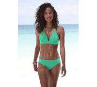 Triangel-Bikini LASCANA "Toni", Damen, Gr. 40, Cup A, grün (smaragdgrün), Microfaser, Recycling-Polyamid, unifarben, Bikini-Sets Triangel-Bikini, mit goldfarbenen Accessoires (84598020-40) smaragdgrün