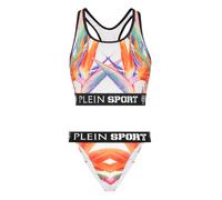 Triangel-Bikini PLEIN SPORT "Flowers", Damen, Gr. S, N-Gr, weiß (0121, weiß, multicolorot), Obermaterial: 85% Polyester, 15% Elasthan. Futter: 90% Polyamid, 10% Elasthan, Bikini-Sets Triangel-Bikini (