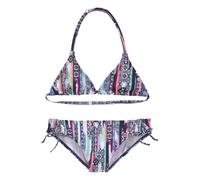 Triangel-Bikini S.OLIVER "Ice Kids", Mädchen, Gr. 146/152, N-Gr, blau (marine, bedruckt), Polyamid, bedruckt, gestreift, Bikini-Sets Triangel-Bikini, mit detailliertem Druck (96059517-146) marine, bed
