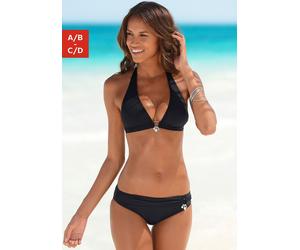Triangel-Bikini S.OLIVER "Tonia", Damen, Gr. 36, Cup A/B, schwarz, Microfaser, Polyamid, unifarben, Bikini-Sets Triangel-Bikini, mit herausnehmbaren Cups, im Nacken zu binden, im Rücken zu schließen,