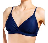 Triangel-Bikini-Top AQUARTI "Bikini Oberteil Damen Bikini Top Oberteil Triangel Neckholder Push Up Padded Zum Binden", Damen, Gr. 38, N-Gr, blau (design 042, mit träger, dunkelblau), Obermaterial: 80%