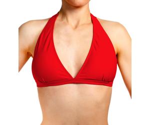 Triangel-Bikini-Top AQUARTI "Bikini Oberteil Damen Bikini Top Oberteil Triangel Neckholder Push Up Padded Zum Binden", Damen, Gr. 36, N-Gr, rot (design 041, zum binden, rot), Obermaterial: 80% Polyami