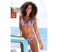 BENCH. Triangel-Bikini-Top Damen schwarz-bedruckt Gr.34 Cup A/B
