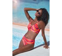 Triangel-Bikini-Top BRUNO BANANI "Kira", Damen, Gr. 38, Cup C/D, rot, pflaume, Obermaterial: 85% Polyamid, 15% Elasthan. Futter: 90% Polyester, 10% Elasthan, bedruckt, strukturiert, Bikini-Oberteile,