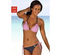 Triangel-Bikini-Top BUFFALO "Florida", Damen, Gr. 32, Cup A/B, rosa (rosa, schwarz), Polyamid, gepunktet, kariert, kontrastfarbene Details, Bikini-Oberteile Triangel-Bikini-Top, mit kleinen Karos und