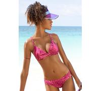 Triangel-Bikini-Top LASCANA ACTIVE "Coal", Damen, Gr. 32, Cup A/B, rot (bordeaux, bedruckt), Recycling-Polyamid, bedruckt, gestreift, Bikini-Oberteile, in Bralette-Form (23425731-32) bordeaux, bedruck