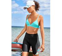 Triangel-Bikini-Top LASCANA ACTIVE "Janni", Damen, Gr. 32, Cup A/B, blau (türkis), Polyamid, kontrastfarbene Details, unifarben, Bikini-Oberteile, mit 3 Tragevarianten (18417204-32) türkis