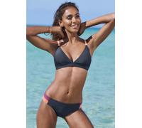 Triangel-Bikini-Top LASCANA ACTIVE "Wind", Damen, Gr. 34, Cup C/D, blau (dunkelblau), Recycling-Polyamid, unifarben mit Farbeinsatz, Bikini-Oberteile Triangel-Bikini-Top, mit Kontrastdetails (48292265