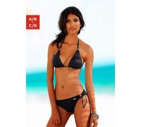 Triangel-Bikini-Top LASCANA "Italy", Damen, Gr. 32, Cup A/B, schwarz, Microfaser, Microfaser, Polyamid, unifarben, Bikini-Oberteile, mit Zierringen (371123-32) schwarz