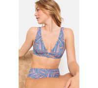 Triangel-Bikini-Top LSCN BY LASCANA "Lisa", Damen, Gr. 44, Cup C, blau (blau bedruckt), Recycling-Polyamid, bedruckt, Bikini-Oberteile Triangel-Bikini-Top, mit grafischem Muster (51658510-44)
