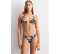 Triangel-Bikini-Top MARC O'POLO "Summer Blacks", Damen, Gr. XL, N-Gr, schwarz, weiß cotton print, Obermaterial: 70% Polyamid, 30% Elasthan, gestreift, Bikini-Oberteile, Streifen-Design, Neckholder zum