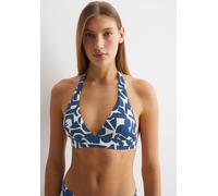 Triangel-Bikini-Top MARC O'POLO "Summer Blacks", Damen, Gr. XS, N-Gr, murphy marine print, Elasthan, Polyamid, gemustert, Bikini-Oberteile Triangel-Bikini-Top, Grafik-Design, Neckholder, tiefer V-Auss