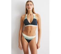 Triangel-Bikini-Top MARC O'POLO "Summer Stripes", Damen, Gr. XL, N-Gr, blau (schwarz navy blockstripe), Obermaterial: 70% Polyamid, 30% Elasthan, unifarben mit Farbeinsatz, Bikini-Oberteile, mit moder