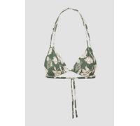 Triangel-Bikini-Top S.OLIVER "Lady", Damen, Gr. 42, Cup C/D, grün (olive, creme), Microfaser, Recycling-Polyamid, geblümt, Bikini-Oberteile, mit floralem Design (23348010-42) olive, creme