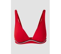Triangel-Bikini-Top S.OLIVER "Junis", Damen, Gr. 38, Cup C/D, rot, Recycling-Polyamid, kontrastfarbene Details, unifarben, Bikini-Oberteile, mit geflochtener Kordel (95377636-38) rot
