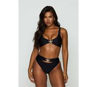 Triangel-Bikini-Top MODA MINX "Starfish", Damen, Gr. S, schwarz, 82% Polyamid, 18% Elasthan, unifarben, Bikini-Oberteile, mit dekorativem Seestern (16320630-S) schwarz