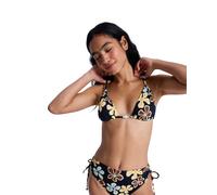 Triangel-Bikini-Top ROXY "Nostalgic Feel Tiki Tri", Damen, Gr. L, Cup B, anthrazit nostalgic feels ful, Obermaterial: 85% Microfaser, 15% Elasthan;, Bikini-Oberteile (70722644-L) anthrazit nostalgic f
