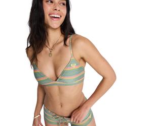 Triangel-Bikini-Top ROXY "Ocean Dreamer", Damen, Gr. XS, Cup B, oil grün say it with stripes, Obermaterial: 54% recyceltem Nylon, 18% Nylon, 15% Elasthan, 13% Metallisierte Fiber;, Bikini-Oberteile Tr