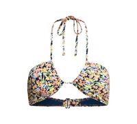 Triangel-Bikini-Top ROXY "Printed Beach Classics", Damen, Gr. S, Cup B, blau (mood indigo ditsy love), 87% Nylon, 13% Elasthan, Bikini-Oberteile Triangel-Bikini-Top (34795107-S)