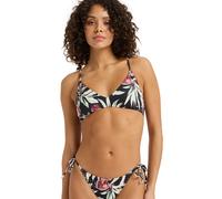 Triangel-Bikini-Top ROXY "Pt Beach Classics Strappy Bra", Damen, Gr. XS, Cup B, anthrazit wind swept floral, Obermaterial: 85% Microfaser, 15% Elasthan;, Bikini-Oberteile (37535232-XS) anthrazit wind