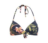 Triangel-Bikini-Top ROXY "Roxy Into The Sun", Damen, Gr. XS, Cup B, blau (mood indigo tropical depht), 87% Nylon, 13% Elasthan, Bikini-Oberteile Triangel-Bikini-Top (94488245-XS)