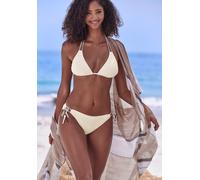 Triangel-Bikini-Top S.OLIVER "Ada", Damen, Gr. 38, Cup C/D, beige (creme), Recycling-Polyamid, Strukturmuster, Bikini-Oberteile, in gemusterter Strukturware (74917154-38) creme