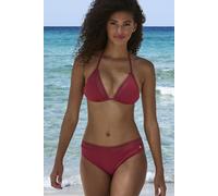 Triangel-Bikini-Top S.OLIVER "Aiko", Damen, Gr. 32, Cup A/B, rot (rostrot), Microfaser, Microfaser, Polyamid, unifarben, Bikini-Oberteile, mit Häkeloptik (11870338-32) rostrot