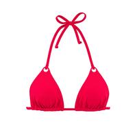 Triangel-Bikini-Top S.OLIVER "Beverly", Damen, Gr. 38, Cup C/D, rot, Recycling-Polyamid, unifarben, Bikini-Oberteile, mit kontrastfarbigen Zierringen (40695334-38) rot