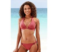 Triangel-Bikini-Top S.OLIVER "Rome", Damen, Gr. 34, Cup C/D, rot (rostrot), Polyamid, unifarben, Bikini-Oberteile, mit breitem Bündchen (15079638-34) rostrot
