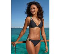 Triangel-Bikini-Top S.OLIVER "Yella", Damen, Gr. 38, Cup C/D, anthrazit, Obermaterial: 80% Polyamid, 20% Elasthan. Futter: 92% Polyester, 8% Elasthan, Bikini-Oberteile, mit Doppelträgern und kontrastf