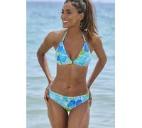 Triangel-Bikini-Top SUNSEEKER "Butterfly", Damen, Gr. 34, Cup C/D, blau (blau, grün), Microfaser, Polyamid, bedruckt, Bikini-Oberteile, mit Schmetterling-Design (85601306-34) blau, grün