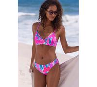 Triangel-Bikini-Top SUNSEEKER "Butterfly", Damen, Gr. 36, Cup C/D, bunt (pink, blau bedruckt), Obermaterial: 84% Polyamid, 16% Elasthan. Futter: 92% Polyester, 8% Elasthan, bedruckt, Bikini-Oberteile,
