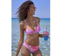 Triangel-Bikini-Top SUNSEEKER "Butterfly", Damen, Gr. 36, Cup C/D, lila (lila, orange), Microfaser, Polyamid, bedruckt, Bikini-Oberteile, mit Schmetterling-Design (14880163-36) lila, orange