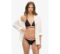 Triangel-Bikini-Top SUPERDRY "TRIANGLE STRIPE BIKI", Damen, Gr. L, N-Gr, schwarz, Obermaterial: 82% Polyester, 18% Elasthan, unifarben mit Farbeinsatz, Bikini-Oberteile Triangel-Bikini-Top (91185549-L