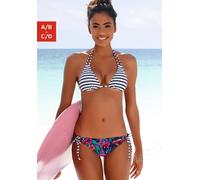 Triangel-Bikini-Top VENICE BEACH "Summer", Damen, Gr. 38, Cup A/B, bunt (weiß, marine, gestreift), Polyamid, gestreift, Bikini-Oberteile Triangel-Bikini-Top, mit Doppelträgern (755797-38)