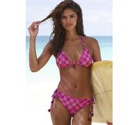 Triangel-Bikini-Top VIVANCE "Cheerio", Damen, Gr. 44, Cup C/D, pink (beere bedruckt), Recycling-Polyamid, bedruckt, Bikini-Oberteile, mit Quasten-Accessoire (56008063-44) beere bedruckt