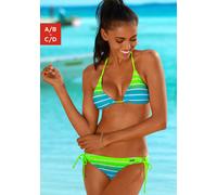 Triangel-Bikini VENICE BEACH, Damen, Gr. 34, Cup A/B, grün (türkis, gestreift), Polyamid, Farbverlauf, gestreift, Bikini-Sets Triangel-Bikini, mit Farbverlauf, regulierbares Top, mit herausnehmbaren C