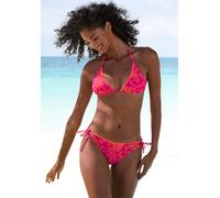 Triangel-Bikini VENICE BEACH "Kensi", Damen, Gr. 40, Cup C/D, bunt (orange, pink bedruckt), Xtra Life LYCRA, bedruckt, kontrastfarbene Details, Bikini-Sets Triangel-Bikini, mit kontrastfarbener Häkelk