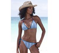 Triangel-Bikini VIVANCE, Damen, Gr. 38, Cup C/D, blau (blau bedruckt), Polyamid, bedruckt, Bikini-Sets Triangel-Bikini, mit Zierperlen (91528131-38) blau bedruckt