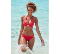 Triangel-Bikini VIVANCE, Damen, Gr. 38, Cup C/D, rot (knallrot), Polyamid, unifarben, Bikini-Sets Triangel-Bikini, mit goldfarbenen Zierknöpfen (12081927-38) knallrot