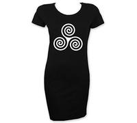 Tribal T-Shirts Celtic Spiral Damen T-Shirt Kleid Kurzarm, schwarz, X-Groß