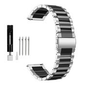 Triblanc Metall Armband Edelstahl Schnellspanner Uhrenarmband 18mm 20mm 22mm Geeignet für Damen Herren (22MM, Silber Schwarz)
