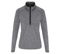 TriDri® Damen-Langarmshirt mit 1/4 Reißverschluss - Schwarz meliert / schwarz | M