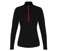 TriDri® Damen-Langarmshirt mit 1/4 Reißverschluss - Schwarz / rot | S