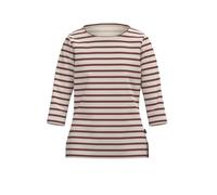 T-Shirt TRIGEMA "TRIGEMA 3/4 Arm T Shirt mit Ringelmuster "Sail", Damen, Gr. L, rot (mahagoni), Single Jersey, 100% Baumwolle, Basic, Rundhals, Shirts T-Shirt (90952339-L) mahagoni