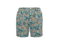 Shorts TRIGEMA "TRIGEMA Bade-/Freizeitshorts mit Druckmotiv", Herren, Gr. XL, Normalgrößen, weiß, Web, 50% Baumwolle, 50% Polyamid, Hosen Shorts (19982757-XL) weiß