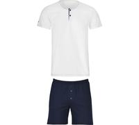 TRIGEMA Bio-Baumwoll Schlafanzug weiss/marine, Zweifarbig
