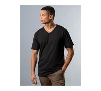 TRIGEMA Classic Fit T-Shirt V-Ausschnitt schwarz, Einfarbig